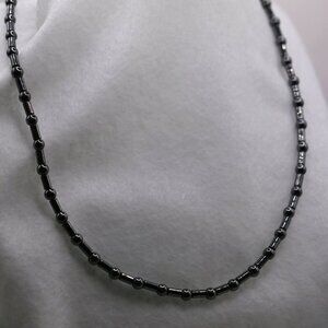 Men's 16" Round and Cylindrical Hematite Beaded Necklace/Choker